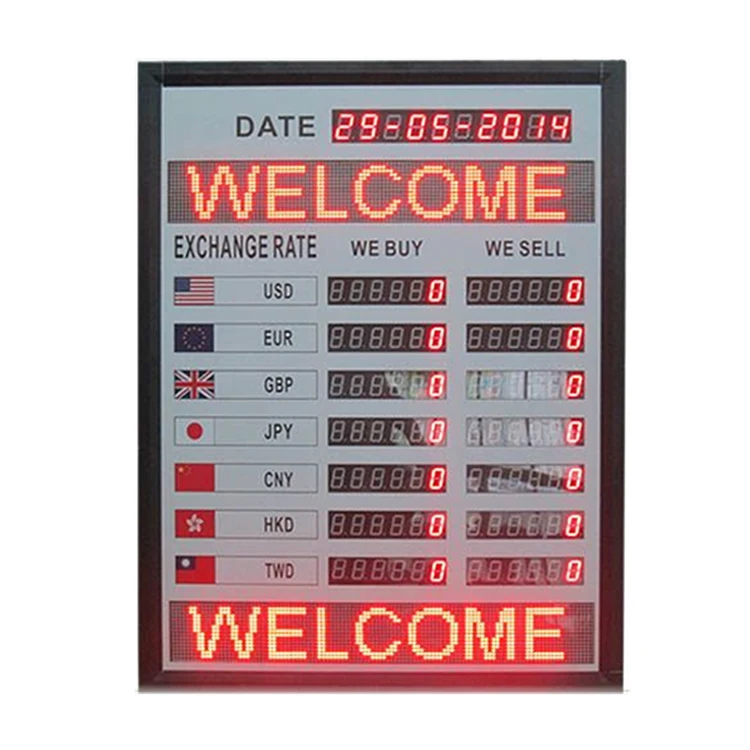 International application exchange rate board 7 rows 6 digital led electronic exchange rate board usage for bank  (5)