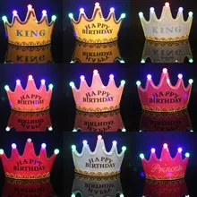 Вечерние шляпы мигающий светильник светодиодный светящиеся шляпы повязка на голову для взрослых детей Принцесса Корона кепки декорации С Днем Рождения вечерние дети