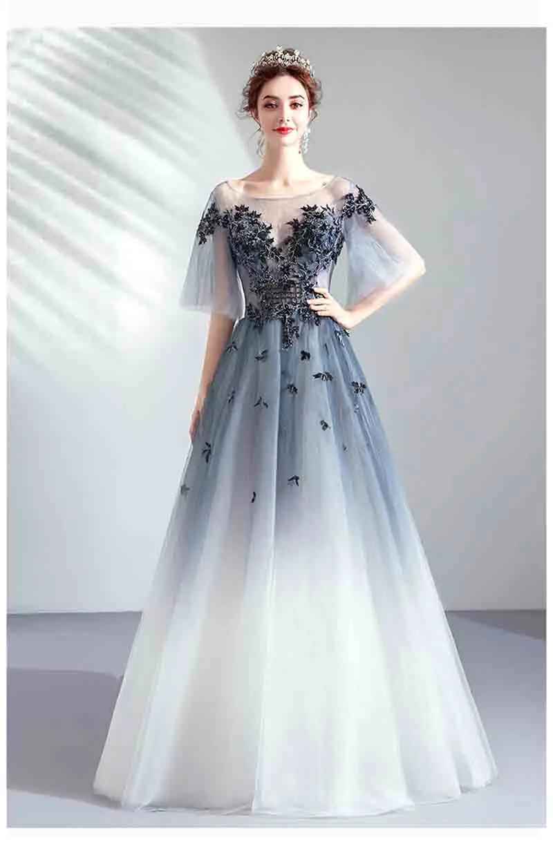 Роскошное темно-синее вечернее Формальное платье с коротким рукавом и вырезом лодочкой, свадебные вечерние бальные платья для женщин, большие размеры 5XL 4XL