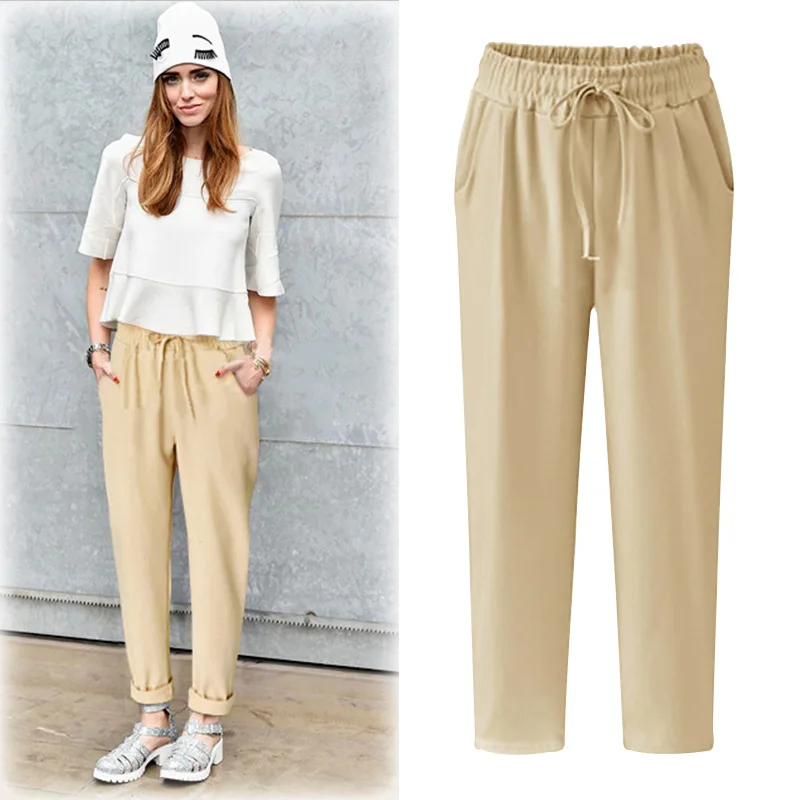 

XL-5XL Plus Size Casual Women Thin Trousers 2019 Summer Autumn Fashion High Waist Harem Pants Female Full Length Pants Big Size