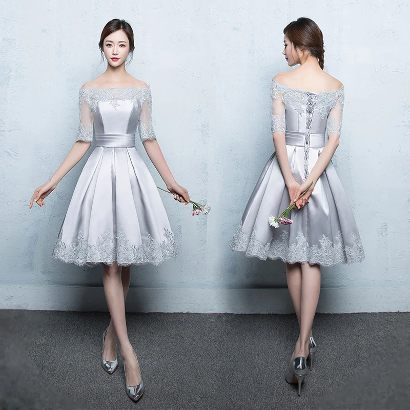 Robe De Soiree короткое ТРАПЕЦИЕВИДНОЕ светоотражающее платье с вырезом лодочкой для банкета, платье подружки невесты, кружевное элегантное формальное платье для выпускного вечера
