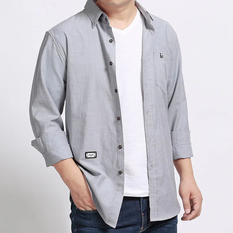 l(bust 145cm)Large size shirt men fall winter long sleeved single