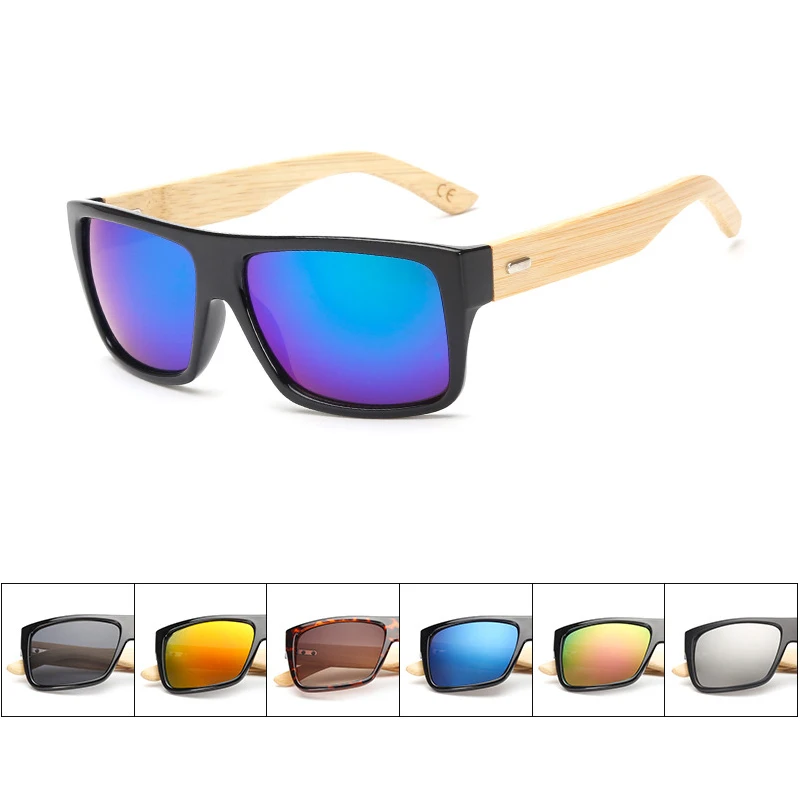 

Unisex 2019 Brand Designer Men Women Wooden Sun Glasses Retro Vintage Square Frame Mirror Sunglasses Luxury Summer Bamboo Glass