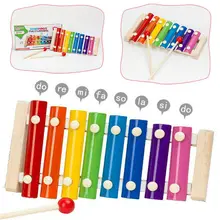 Pudcoco Новые красочные детские музыкальные инструменты милые детские ксилофон развивающие, Обучающие деревянные игрушки