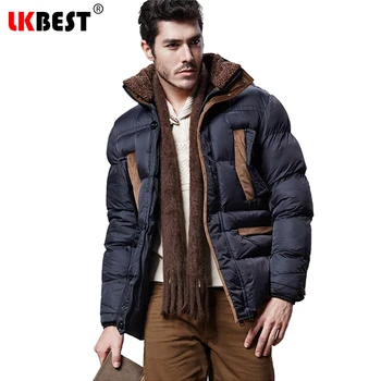 

LKBEST Thicken Winter coat men Padded Hooded men parka Cotton Winter jacket men Keep warm long overcoat outwear brand clothing