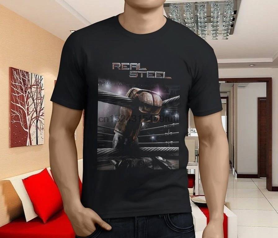 

New People Champions Real Steel Movie Atom Robot Mens Black T-Shirt Size S-3XL