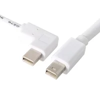 תואר זווית מיני DP DisplayPort זכר ל כבל זכר וידאו 90 תואר זווית 50 ס"מ צבע לבן (1)