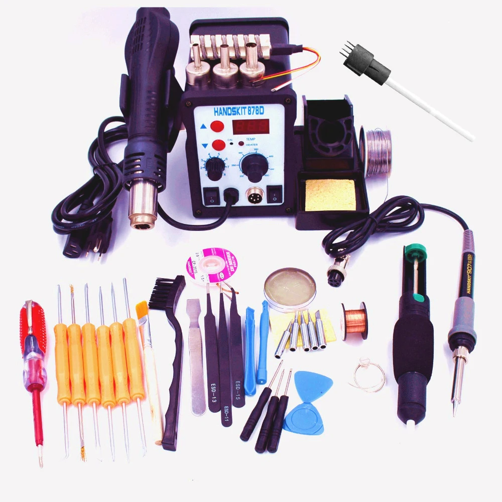 

EU Air Soldering Station 220V 878d 8586 2in1 Rework Station Hot Air Gun + Solder Iron Better Than ATTEN