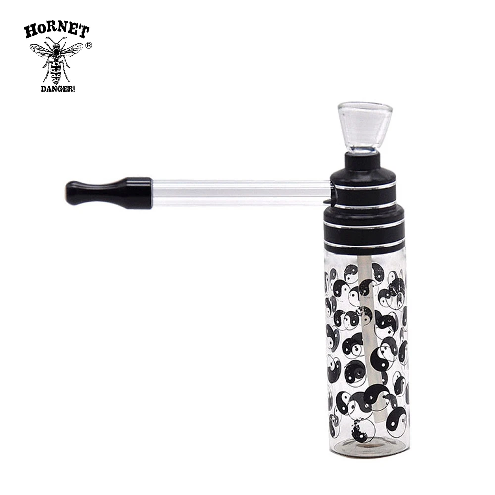 

HORNET Different Pattern Hookah Shisha Smoking Pipes Glass Water Pipe 120MM Metal Tobacco Pipes Long Glass Mouth Filter