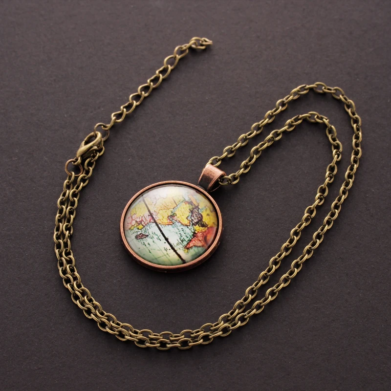 Necklaces & Pendants Glass Globe Dome Men Necklaces Pendants Diy Minimalist Earth World Map Long Necklace Chains 2018 Women      (2)