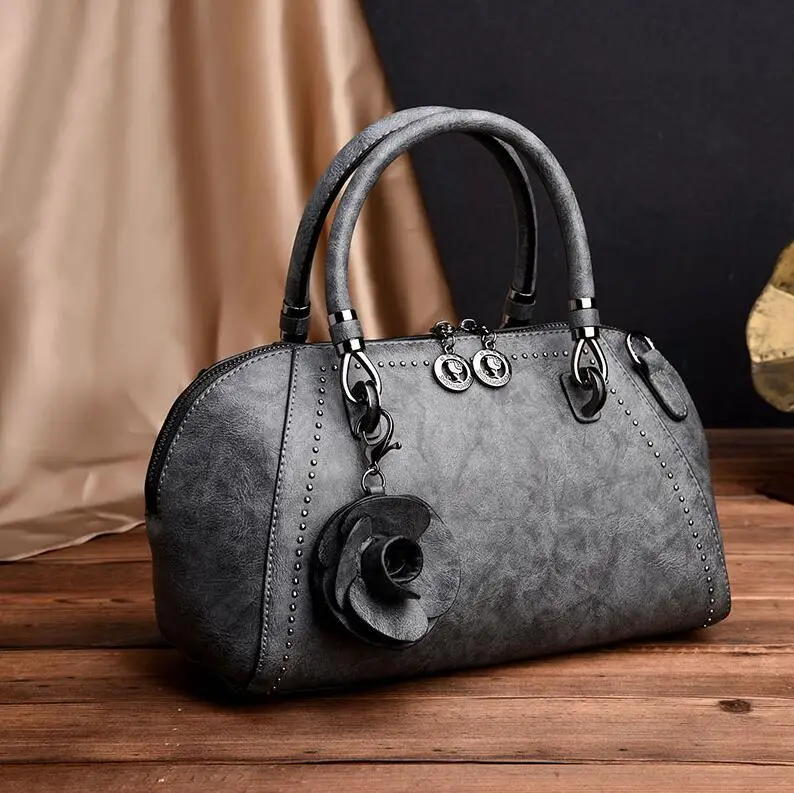 Новые роскошные сумки, женская дизайнерская сумка с цветочным рисунком, кожаные женские сумки-мессенджеры, сумка через плечо, женская сумка, Bolsa Feminina - Цвет: Серый