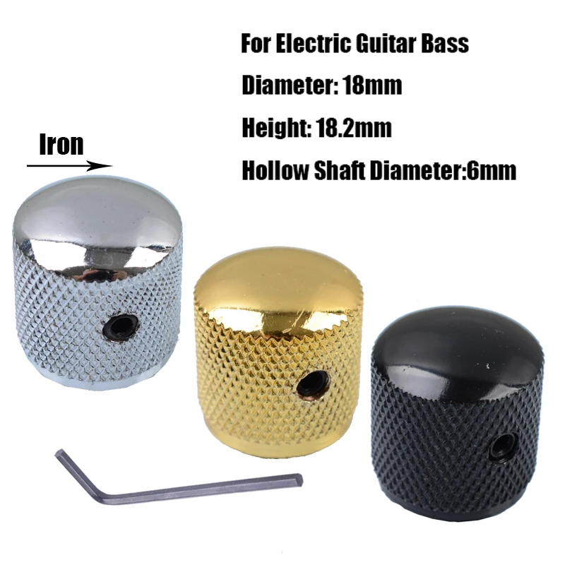 3 Pcs Metal Dome Tone Volume Control Knobs for Bass Guitar With Hexa