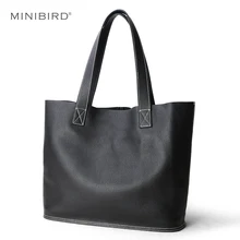 Высококачественная Женская Роскошная сумка из натуральной кожи, женская простая модная повседневная сумка для покупок, Большая вместительная сумка на плечо из воловьей кожи