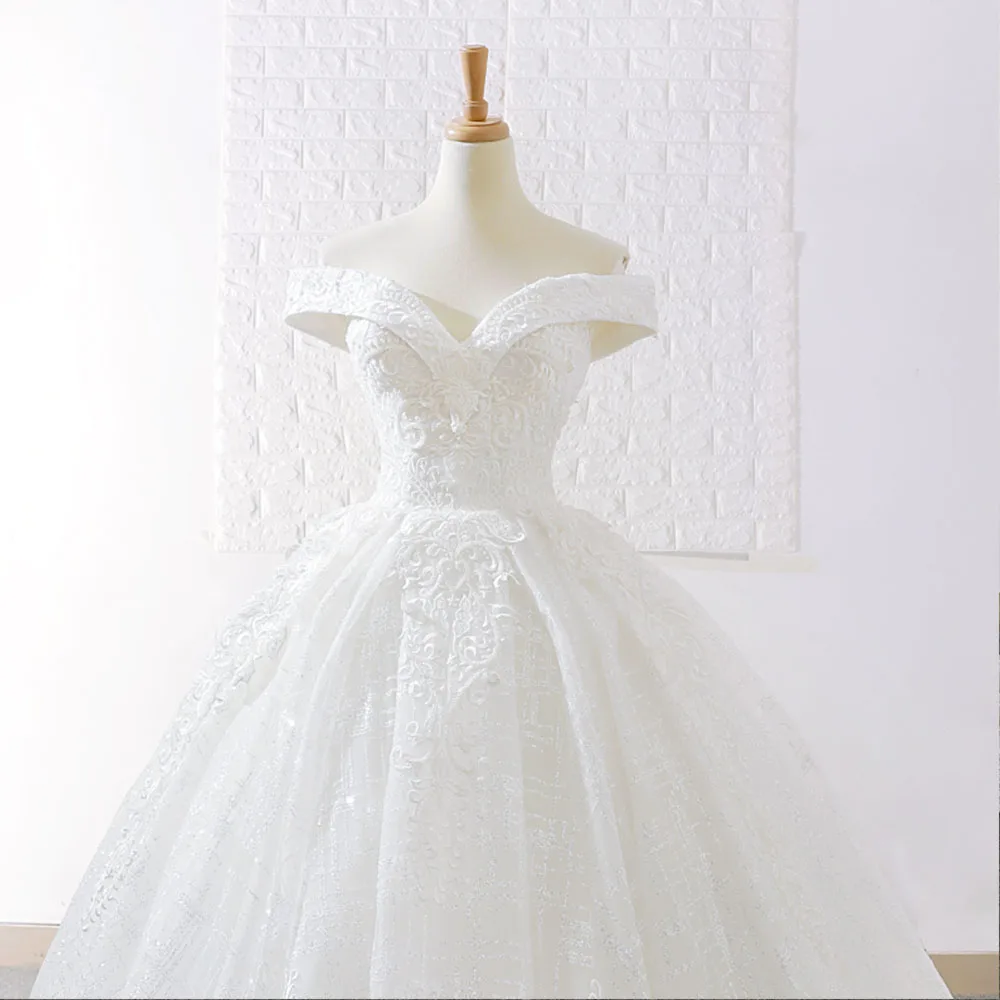 Robe De mariée Princesse De Luxe 2019 новое специальное бальное платье принцессы на шнуровке с короткими рукавами и бусинами, свадебные платья, Турция