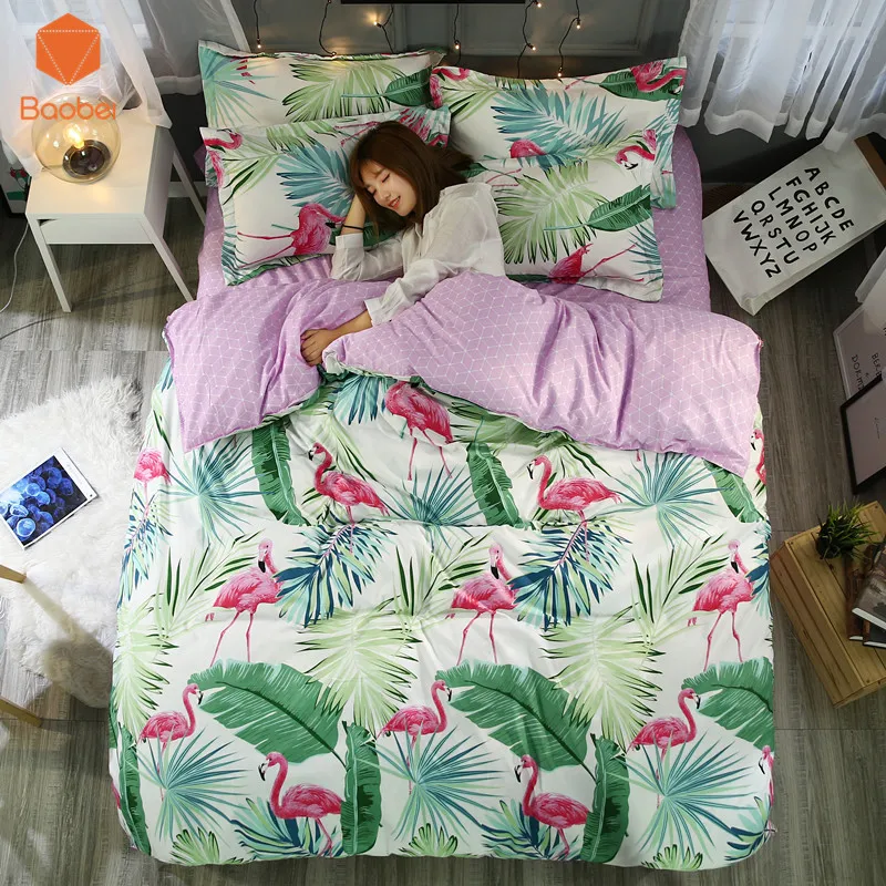 

3Pcs Flamingo Pillowcase 48x74cm Printed Beding set Polyester Duvet Cover Set Twin Queen King Size Sj80