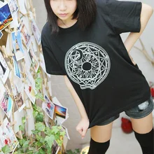 Halajuku женские топы тройник хлопок солнце и луна печатных свободные повседневные короткий рукав женские футболки