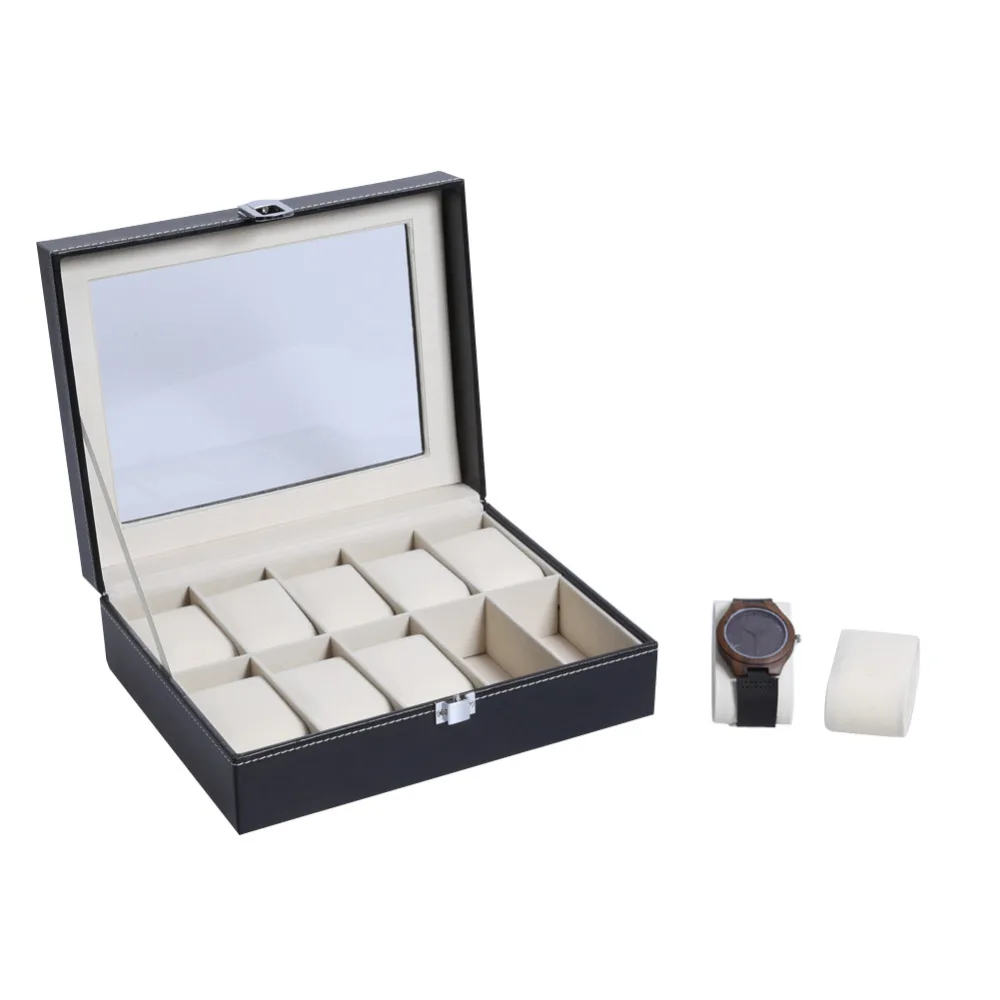 

Hight Quality 10 Slots Cover Wood Watchesy Holder Organizer Watch Box Case Watch Box for Save 10 Wrist Watches