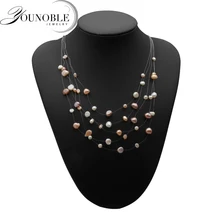 Настоящее натуральное пресноводное жемчужное ожерелье для женщин, красивое многослойное яркое ожерелье, Подарок на годовщину