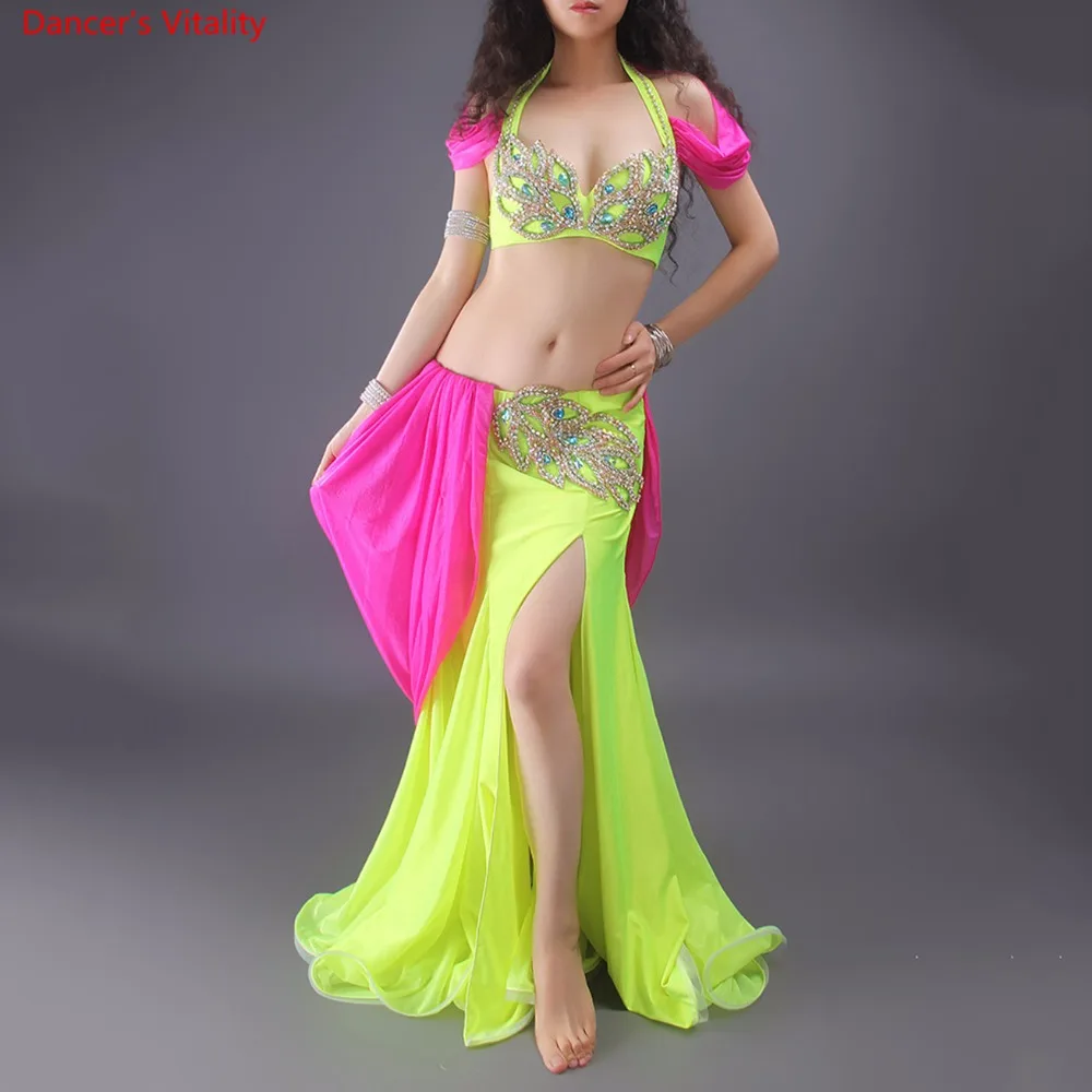 

Custom Competition Bellydance Set Indian Gypsy Belly Dance Performance Practice Costume Set 2pcs (Bra + Skirt)
