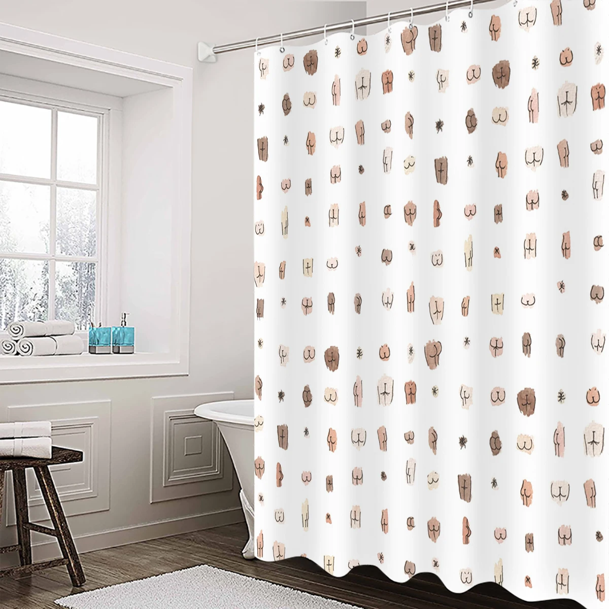 Окурков удлиненная ткань ванна шторы Ванная комната Декор наборы с крючками