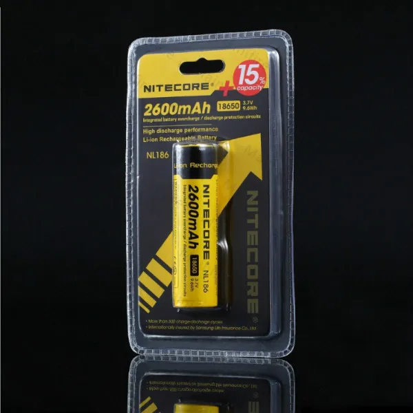 nitecore NL186 18650 2600mah 3,7 V литий-ионный аккумулятор с кнопкой сверху для всех типов фонарей(1 шт