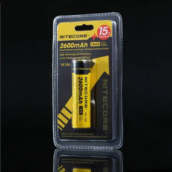

2015 100% Original nitecore NL186 18650 2600mah 3.7V li-ion Protected battery with button top for all type flashlights (1 pc)