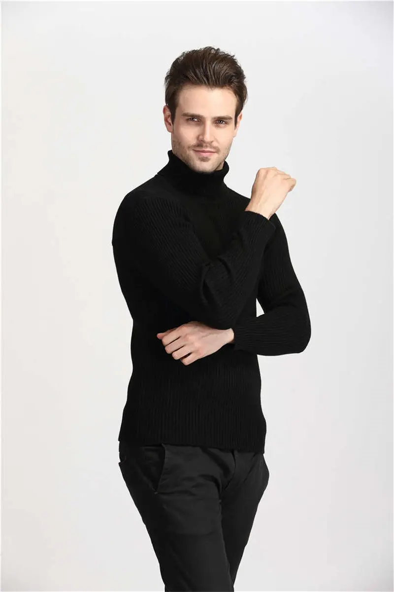 Men's Cozy Turtleneck Pullover Sweater Black Model 