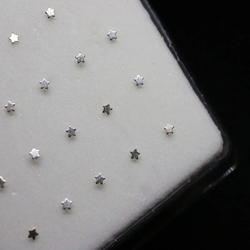 

20 pcs/box Sterling 925 Silver Panel Straight Fashion Nose Body Piercing Rings & Studs For Women Girl Multi-Shape