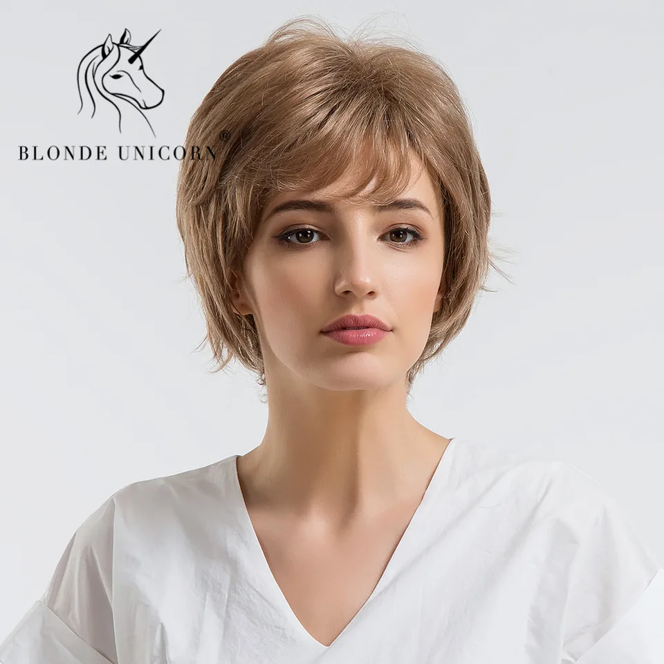 Blonde Unicorn 10 Inch Fluffy Short Straight Hair Wig With Bangs