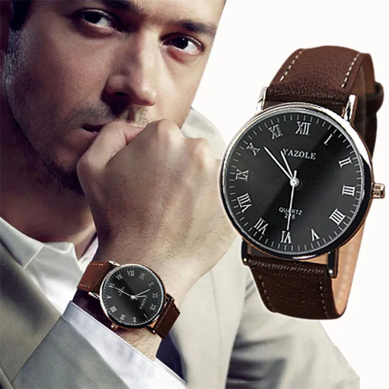 Роскошные модные Искусственная кожа Для мужчин S кварцевые аналоговые часы Для мужчин оптовая продажа # 2AP17B