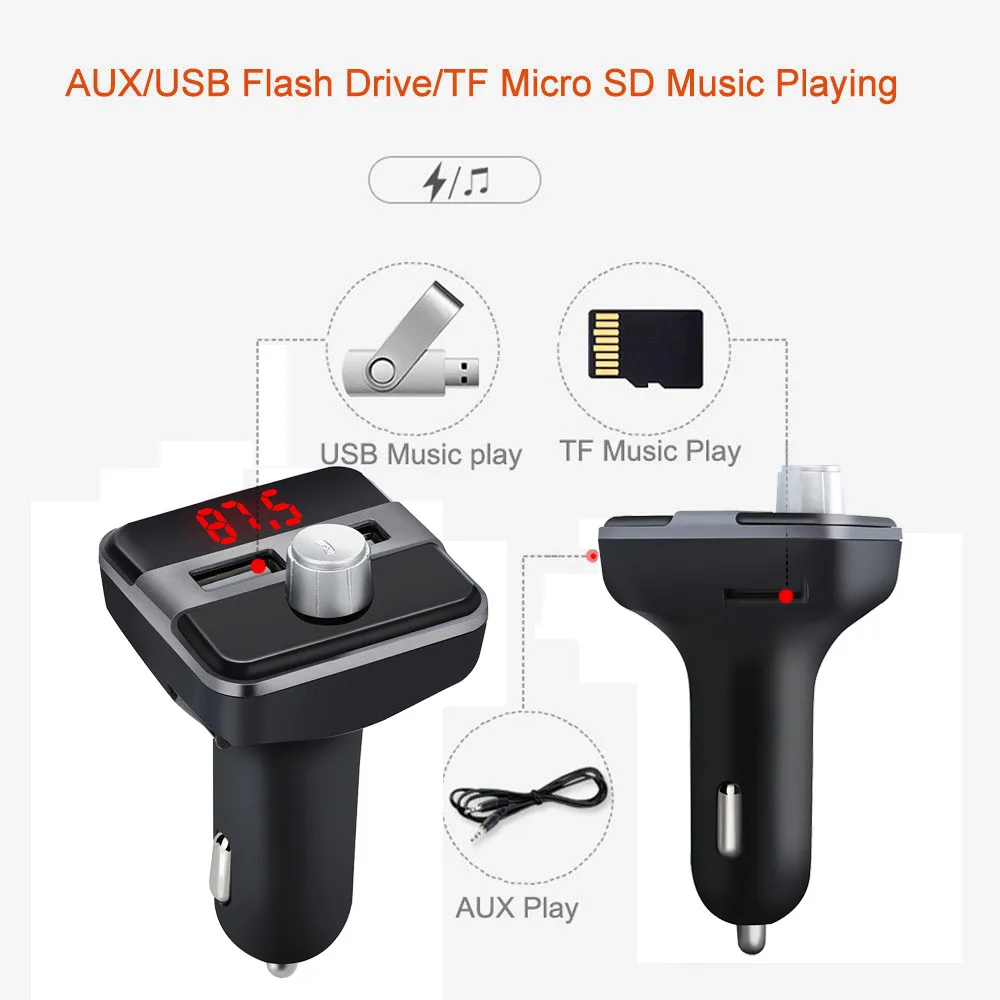 1 шт. Bluetooth автомобильный комплект fm передатчик mp3 плеер светодиодный двойной USB 4 А