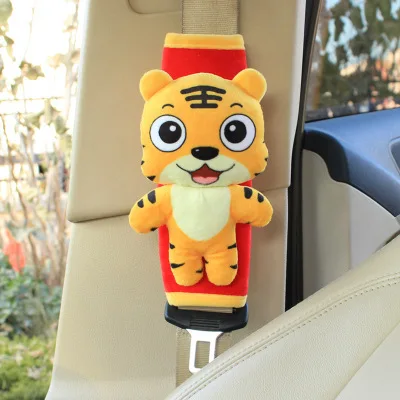 Мультяшный автомобильный чехол для ремня безопасности с кроликом тигром, автомобильный ремень безопасности, защитная подкладка на плечо, зимние плюшевые Автомобильные ремни безопасности для детей - Название цвета: Цвет: желтый