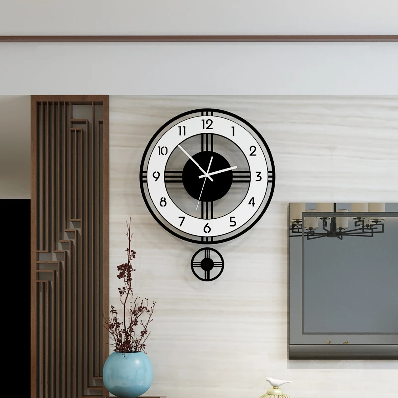 

Swingable Silent Large Wall Clock Modern Design Battery Operated Quartz Hanging Clocks Home Decor Kitchen Watch Free Shipping