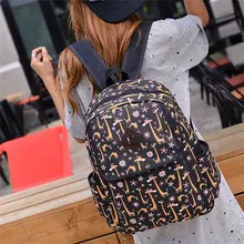 Fashion Women Canvas Backpacks Lovely Printing Schoolbag Lightweight Easy To Carry Rucksack Travel Shoulder Bag