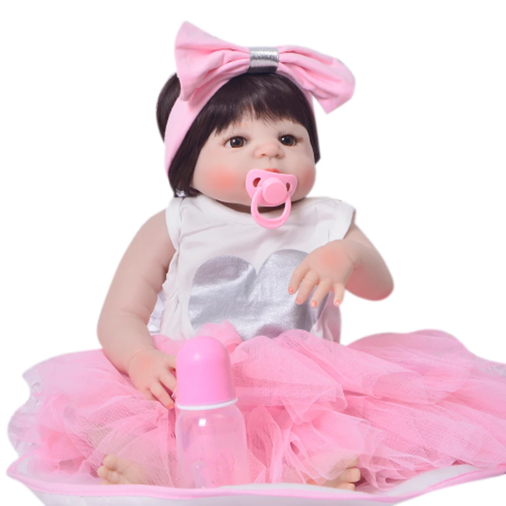Newborn Baby Doll Clothes for 22inch-23inch Reborn Girl Doll Rompers Pink Skirt Headband Suit