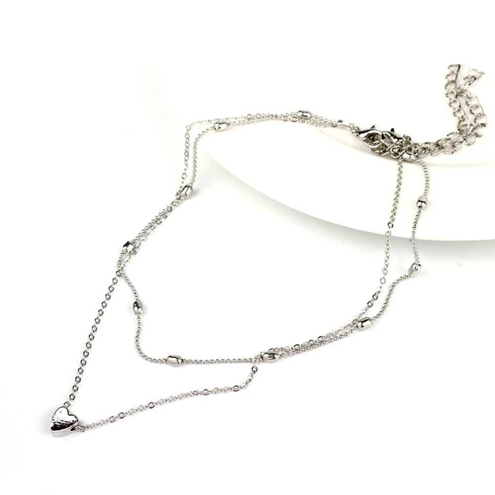 Heart Pendant Women Necklace Girl Charming Gifts Simple Choker Double Layers Classic All- Jewelry Fashion Chain Party Heart Pendant Women Necklace Girl Charming Gifts Simple Choker Double Layers Classic All- Jewelry Fashion Chain Party