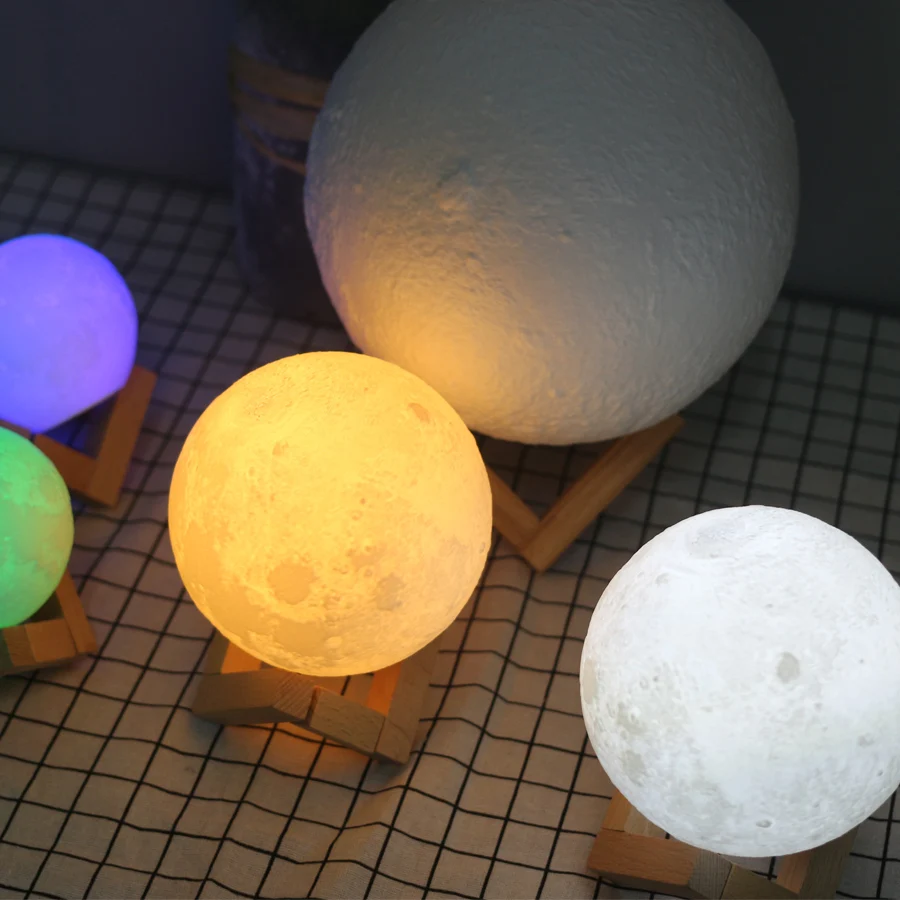 3D принт лунный светильник светодиодный ночной Светильник USB Перезаряжаемые для детские, для малышей Дети подарок прикроватная Спальня Гостиная красочный