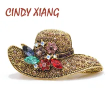 CINDY XIANG-broches de diamantes de imitación de Color dorado antiguo para mujer, accesorios de boda, alta calidad