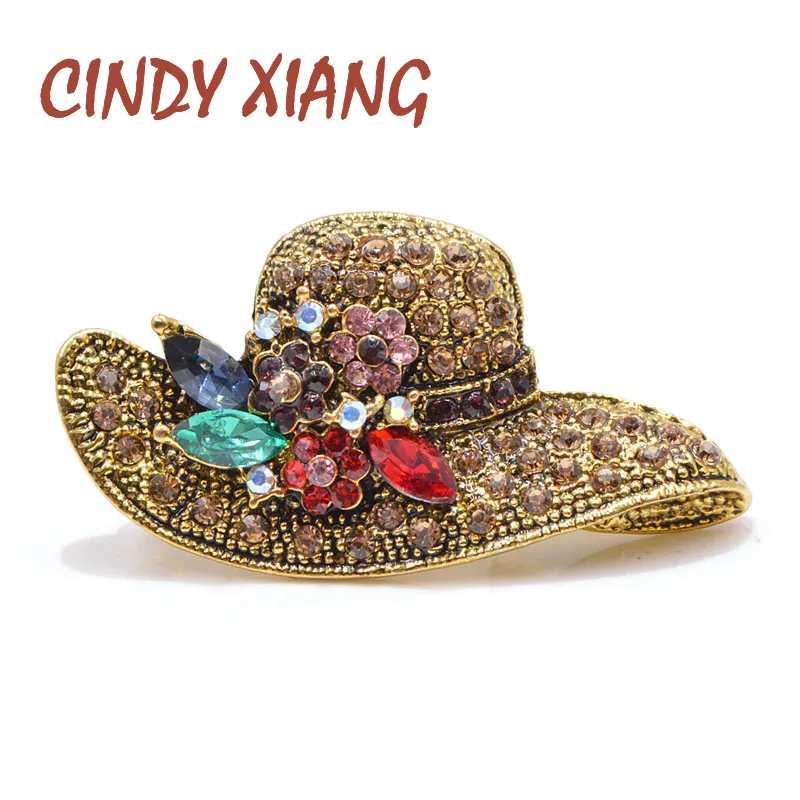 Винтажная женская брошь в виде шляпки с цветами CINDY XIANG модное украшение стиле