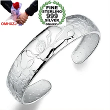 Omhxzj atacado moda geométrica lotus mulher kpop estrela fina 999 prata esterlina abertura ajustável pulseira pulseiras sz09