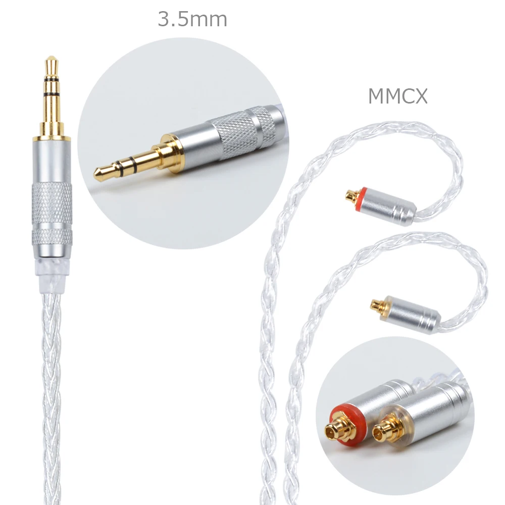 NICEHCK MMCX/2Pin разъем 4 4/3 5/2 5 мм балансный 8 core Посеребренная кабель для SE846 ZS10 ZS6 LZ A5 HC5 с