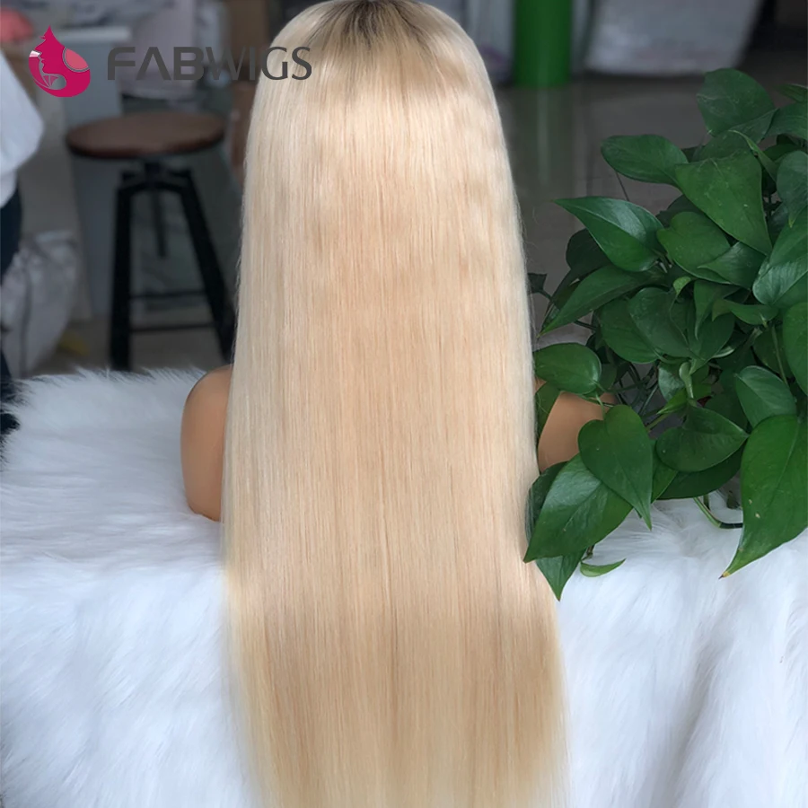 Fabwigs Ombre 613 блонд полностью кружевные человеческие волосы парики предварительно выщипанные с детскими волосами прозрачные кружевные парики для женщин бразильские Remy