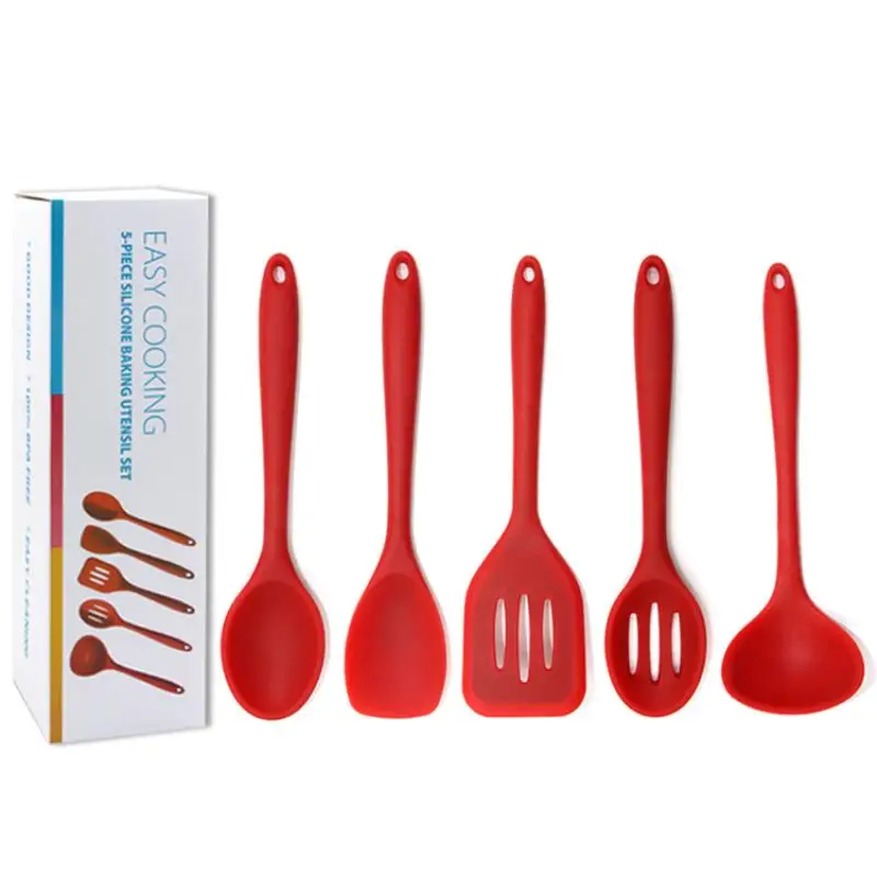 

5Pcs/set Kitchen Silicone Cream Butter Cake Spatula Mixing Batter Scraper Brush Butter Mixer Cake Brushes Baking Tool