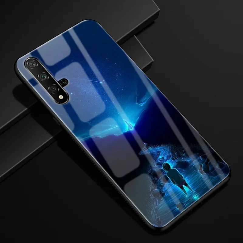 Для huawei Nova 5T чехол модная жесткая стеклянная задняя крышка для huawei Nova 5T чехол для телефона s черный силиконовый бампер Coque Nova5t 5 t