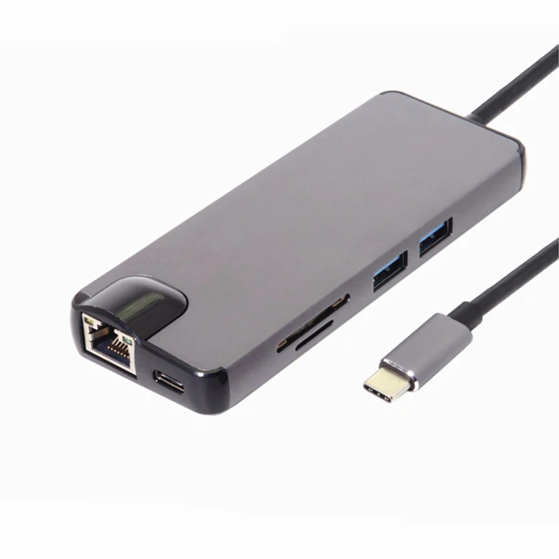 8 в 1 USB C концентратор HDMI 4 K RJ45 Gigabit Ethernet VGA порт Тип питания SD TF кард ридер для Macbook