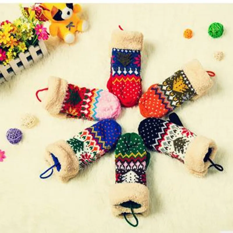 Free Shipping warm autumn and winter wool Mt Christmas tree gloves double with rope 100 piece | Дом и сад