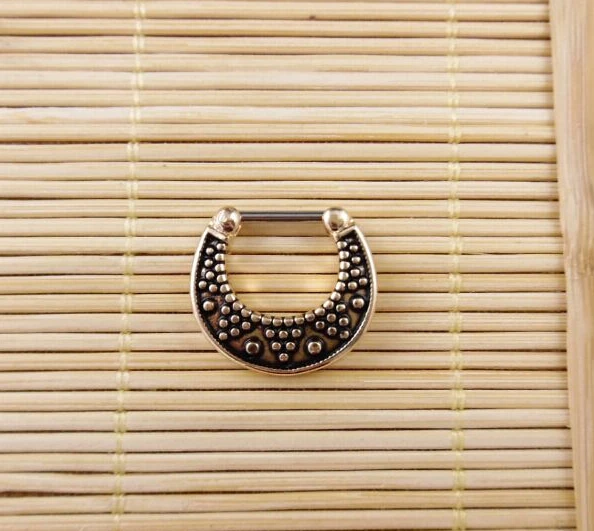 

2 color Plugs And Tunnels Piercing Navel Piercing Nose Ring Surgical Steel Plated Fake Septum Body Jewelry Hoop Aros Bijoux