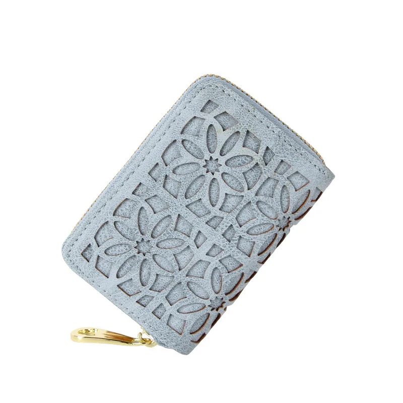 

Angelatracy 2019 New Arrival Distress Solid PU Leather Card Hollow Out Women Coin Accordion ID Set Credit Card Holder CardHolder