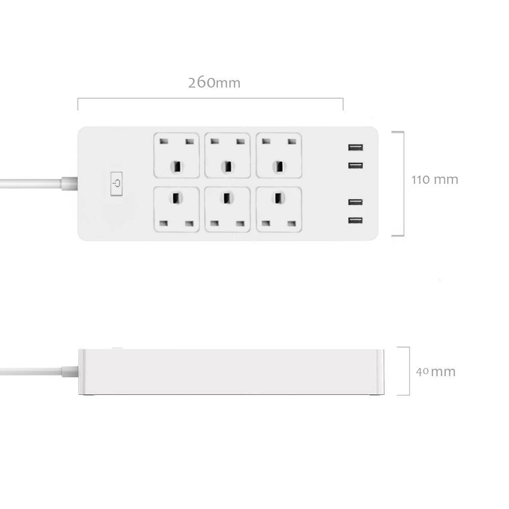 Умный WiFi сетевой фильтр 6 AC UK розетки с пульт дистанционного управления с USB Домашний Комплект работа с Alexa Google Home