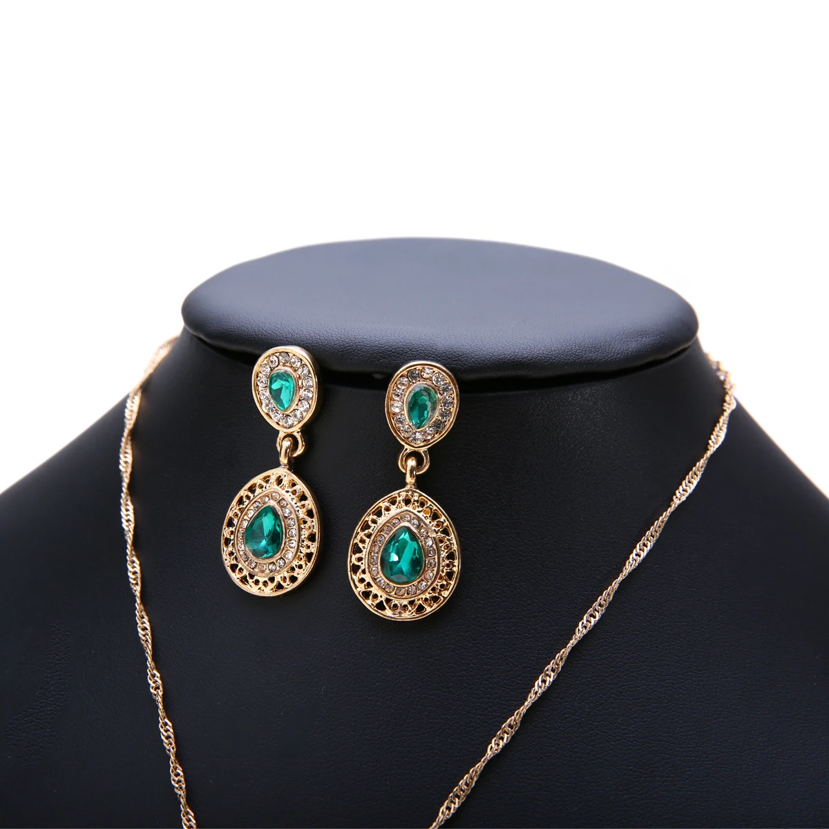 Fashion Wedding Bridal Jewelry Sets Rhinestone Austrian Crystal Jewelry Set Necklace Earrings Pendant Set Vintage Accessories